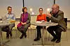 PANELET: Panelet under debattmøte i Oslo torsdag. Fra venstre, Truls Gullowsen, Greenpeace Norge, Ingeborg Midttømme, biskop Møre bispedømme, Kjersti Barsok, nestleder Norsk Tjenestemannslag og Jan Olav Andersen, forbundsleder EL og IT.