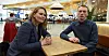 Forbundsleder Nina Nordheim Pedersen og flyvert Adrian Korsvold på en stille og fredelig hovedflyplass.