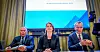 Her er finansminister Jens Stoltenberg, sammen med sentralbanksjef Ida Wolden Bache og Oljefondets leder Nicolai Tangen under åpen høring om Statens pensjonsfond 2025 på Stortinget i mai.
