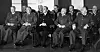 Vidkun Quisling og hans minstre, blant annet sosialminister Johan Lippestad med LO-ansvar (nr. 4 bak f.v.).