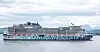 Cruiseskipet MSC Euribia, fra MSC Cruises, på vei ut fra Ålesund i august 2025.