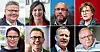ÅTTE FORBUNDSLEDERE: Johnny Hansen (NSF), Nina Hanssen (APF), Torbjørn Bongo (NOF), Mette Nord (Fagforbundet), Kjersti Barsok (NTL), hans Ole Rian (Creo), Asle Aase (NFF) og Ulf Madsen (FLT) er alle klare for landsmøte i høst.