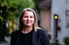 Leder av yrkesetisk råd, Kathrine Haugland Martinsen tok på seg Palestina-skjerf da hun skulle tale til landsmøtet.