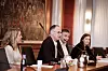 Avdelingsleder Stein Reegård og hans team la fram sitt syn på produktiviteten i Norge på et seminar i dag. Fra venstre Maria Walberg, Reegård, Knut A. Thonstad og Liv Sannes.