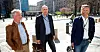 OPPSTART: Lederne for tre av de fire hovedsammenslutningene i staten møttes utenfor Kommunal- og moderniseringsdepartementet tirsdag: Fra venstre: Pål N. Arnesen (YS Stat), Anders Kvam (Akademikerne stat) og LO Stats leder Egil André Aas.