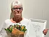 40-årsjubilant: Lorraine Wiberg fikk utdelt nål og diplom på klubbmøte hos Veidekke i Grong 5. september. Lorraine jobbet som renholder.