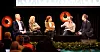 DEBATT: Dette panelet diskuterte fredsarbeid i en tid preget av kriger.  Fra venstre: Geir Hågen Karlsen, Liv Tørres, Julie Wilhelmsen og Henrik Thune. Programleder Trygve Svensson til høyre.