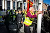 Regjeringskvartalet: Mandag formiddag møtte LO-lederen streikende bygningsarbeidere.