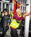 Regjeringskvartalet: Mandag formiddag møtte LO-lederen streikende bygningsarbeidere.
