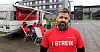 Lærer og klubbleder Per Nicolai Opheim i Skolenes landsforbund (SL) ved Steinkjer videregående skole, sammen med kolleger som gikk ut i streik i dag.