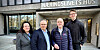 KRAVOVERLEVERING: Ingrid Myran (f.v) fra Fagforbundet, Arild Kjempekjenn fra NJF, forhandlingsleder Dag-Einar Sivertsen fra Fellesforbundet og Marius Træland fra YTF har innledet årets lønnsoppgjør i Bussbransjen.