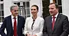 Ap-leder Jonas Gahr Støre og statsminister Stefan Löfven i Sverige slår et slag for den nordiske samfunnsmodellen. Her sammen med statsminister Mette Frederiksen i Danmark.
