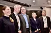 FORHANDLINGSLEDERE: Guro Elisabeth Lind (UNIO), Pål Arnesen (YS), personaldirektør i Staten Gisle Nordheim, Kari Tønnessen Nordli (Akademikerne) og Egil André Aas (LO Stat).