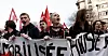 Studenter deltar i en demonstrasjon i Paris mot den franske regjeringens planlagte pensjonsreform 16. februar 2023. Det er den femte dagen med nasjonale streiker og demonstrasjoner i Frankrike mot president Macrons forslag.