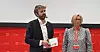 SYKEHUSDEBATT: Helseminister Jan-Christian Vestre og Hege Trana fra Helse Midt-Norge (Fagforbndet) på LO Stats landskonferanse.