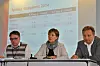 Fagforbundet mener rammen for årets lønnsoppgjør i kommunene bør ligge på rundt 3,5 prosent. Fra v: Helge Sørlie, Mette Nord og Klemet Rønning-Aaby