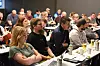 INTERESSERT: Representantskapet i Distrikt Nordland lyttet interessert etter da lederkandidatene Geir Ove Kulseth og Eystein Garberg innledet til debatt i Bodø lørdag. Etter innledingen var mange opp på talerstolen for å spørre kandidatene.