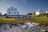 BAD: I Sørvågen ligger øyas lille badestrand