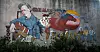 OKEMAH: Det store veggmaleriet i hans fødeby.