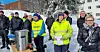 Industriarbeiderne gikk fra næringsområdet samlet og videre til et torgmøte i Raufoss sentrum.