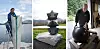KUNST: Torild Storvik Malmedal (t.v) arbeider med ett av siden kunstverk i marmor og glass. (foto: privat).
Midten: 'Summer stars' av Marcia De Bernando fra Brasil. I svart granitt, med sokkel i  Størengranitt, fra symposiet i 2012.
Jan Serafin (t.h) med det minste av tre polerte steinegg i forskjellige størrelser.