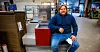 t UTVIKLING: Itab heng med i utviklinga og lager blant anna sjølvbetente kasser til daglegvarebutikkar – her med klubbleiar Espen Schjølberg på disken.