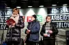 OVERVELDET: Gerd Kristiansen, LO, var begeistret over frammøtet. Her på scenen sammen med  Anders Folkestad, Unio, og Jorunn Berland, YS.
