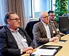 NSF-leder Kurt Inge Angell (i midten) er kritisk til forslaget til ny kriselov. Til venstre Hans Sande fra Sjøoffisersforbundet og til høyre rådgiver Stian Grøthe.