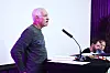 Kåre Karlsen, delegat fra Vestfold/Telemark på talerstolen.