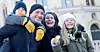 FAMILIEFEST: Kim Mathisen med samboer Marika Simon og Mathisens barn Milian og Melina, feirer at de får beholde jobbene i Color Line.