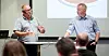 SPENT FØR LANDSMØTET: FLT og Industri Energi har sondert terrenget en stund allerede. Nå er det stor spenning knyttet til hva landsmøtet vil si til planene om en sammenslåing med IE. FLTs forbundsleder Ulf Madsen til venstre, og Industri Energis forbundsleder, Frode Alfheim, til høyre.