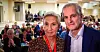 Her er Peggy Hessen Følsvik og Jonas Gahr Støre sammen på LO Stats kartellkonferanse i 2023.