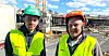 Erik Åsheim og Robert Andersen i Peab avdeling Bygg holder streikevakt på byggeplassen i Moss.