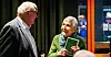 Jan Eiler Wessel i samtale med Magnhild Folkvord, blant annet tidligere journalist i Klassekampen og sterk tilhenger av sekstimersdagen.