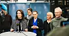 Da bruddet i IA-forhandlingene var et faktum. Fra høyre Steinar Krogstad, LO; Ragnhild Lied, Unio; Lise Lyngsnes Randeberg, Akademikerne; Bernt Apeland, Virke, arbeidsminister Tonje Brenna og delvis skjult bak kameraet Hans-Erik Skjæggerud, YS.