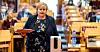 Statsminister Erna Solberg under den muntlige spørretimen på Stortinget onsdag.