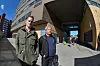 FORHANDLINGSMØTE: Harald Hegland (t.v.), klubbleder for montørene i Sector Alarm og distriktssekretær i EL & IT Forbundet, Distrikt Trøndelag, før forhandlingsmøtet på Storo i Oslo i formiddag.