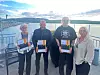 50-årsjubilanter: Fra venstre ser vi Britt Pedersen, Tor-Idar Emanuelsen , Arne Gunder Trøite og distriktssekretær Marit Nilsen.