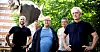 STILLER KRAV: Leiar Joachim Espe i Bygningsarbeidernes Fagforening i Oslo, Christian Justnes i Agder Fagforening, Roald Stykke i Telemark, Jorge Dahl i Unionen i Bergen og nestleiar Steinar Krogstad i Fellesforbundet.