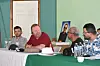 En delegasjon fra EL og IT Forbundet møtte Padre Melo i forbindelse med et energi- og partnerseminar i Honduras i begynnelsen av februar. fra venstre, Morten Bildøy, Jan Olav Andersen, Padre Melo og Alejandro Decap.