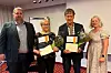 50-års jubilanter på Steinkjer: Fra venstre ser vi nestleder i avdelingen Kim Roar Dahl, jubilantene Petra H F Hoviosen fra Statens Vegvesen og Olav Leiv Vengstad fra anlegg, og styremedlem Jana Walzer.