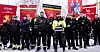 Rundt 80 fagforeningsfolk fra nord til sør i landet møtte opp på fanemarkeing utenfor Eltels lokaler på Tiller utenfor Trondheim.