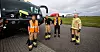 BEREDT: Når flyene står, blir det innsparingsbehov for Avinor. NTL-erne Trond Høgemark (t.v.), Torbjørn Harbo, Jone Andersen og Per Gimre på Stavanger lufthavn forbereder seg på en krevende tid framover.