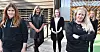 KAMPKLARE FRISØRER: Fra venstre nestleder i fagforeninga Jeanette Bjørnstøl Tashev, Terri-Leigh Skjæveland fra Sandnes,., Elisabeth Njaa fra Randaberg, Merethe Eide fra Kristiansund og Vilde Dalseng fra Bergen. .
