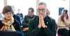 HK-leder Christopher Beckham får ikke innfridd forbundets krav i forhandlingene med Virke. Dermed forlater han forhandlingsbordet. Bildet er tatt da forhandlingene startet mandag. Til venstre 1. nestleder Elisabeth Sundset.