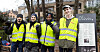 Onsdag formiddag var streikevaktene (fra venstre) Subit Tamrakar, Mohamed el-Deiesti, Daniel Okorie og Johannes Måseide på plass utenfor restauranten i Homannsbyen ved Majorstua i Oslo.