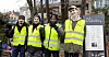 Onsdag formiddag var streikevaktene (fra venstre) Subit Tamrakar, Mohamed el-Deiesti, Daniel Okorie og Johannes Måseide på plass utenfor restauranten i Homannsbyen ved Majorstua i Oslo.