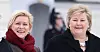 Skal man tro finansminister Siv Jensen (Frp) og statsminister Erna Solberg (H) (t.v.) er kommuneøkonomien veldig god. Men kan vi lite på det?