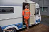 ARBEIDSLIV: Slik lever asfaltarbeiderne i sesongen. De bor i campingvogner fra søndag til torsdag hver uke.
