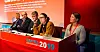 STYRINGSDEBATT: Fra venstre: Pål N. Arnesen (leder YS Stat), Anders Kvam (leder Akademikerne Stat), Egil André Aas, (leder i LO Stat), Kjersti Barsok (leder i NTL) og Guro Elisabeth Lind (leder i Unio Stat) diskuterte hvordan staten skal styres på Kartellkonferansen tirsdag.